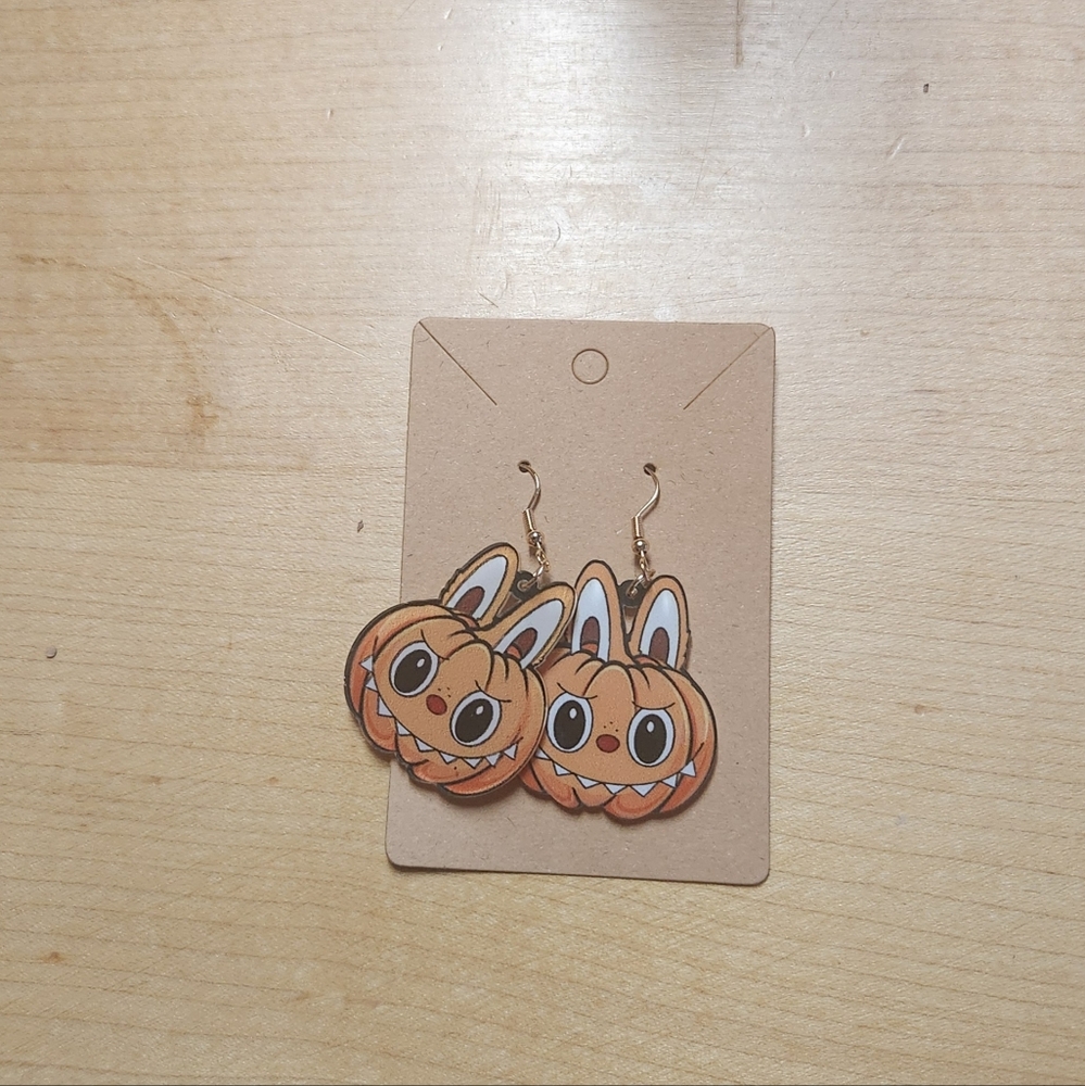 Cute Labubu / Lafufu Inspired Pumpkin Earrings